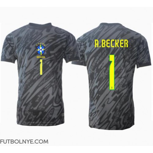 Camiseta Brasil Alisson Becker #1 Portero Visitante Equipación Copa America 2024 manga corta
